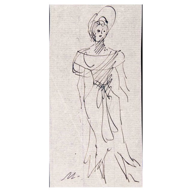 Mino Maccari, Figure of Woman, Pen Drawing, 1935 For Sale