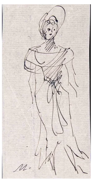 Mino Maccari, Figure of Woman, Pen Drawing, 1935