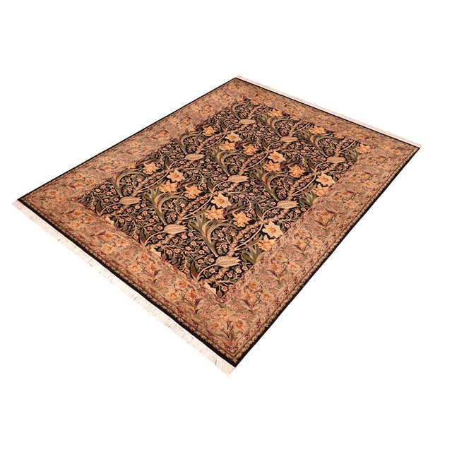 Black Shabby Chic 1990's Pak-Persian Black/Taupe Wool Rug - 6'1'' X 9'1'' For Sale - Image 8 of 9