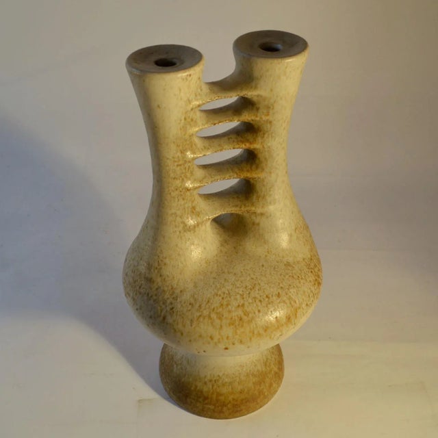 Sculptural Pottery Vase with Double Neck For Sale - Image 6 of 12