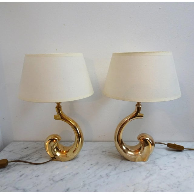 Brass Table Lamps attributed to Pierre Cardin, 1970s, Set of 2 For Sale - Image 11 of 18