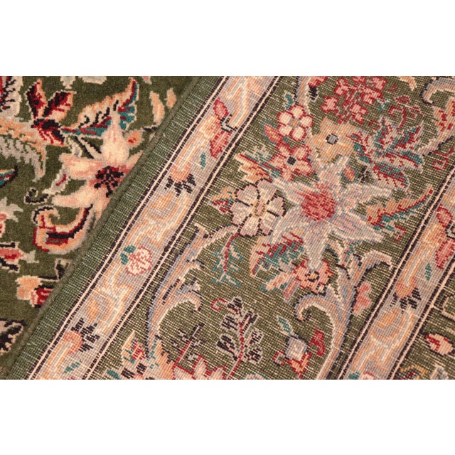 Textile Elegant Floral 1990's Pak-Persian Green/Gold Wool Rug - 6'0'' X 9'3'' For Sale - Image 7 of 9