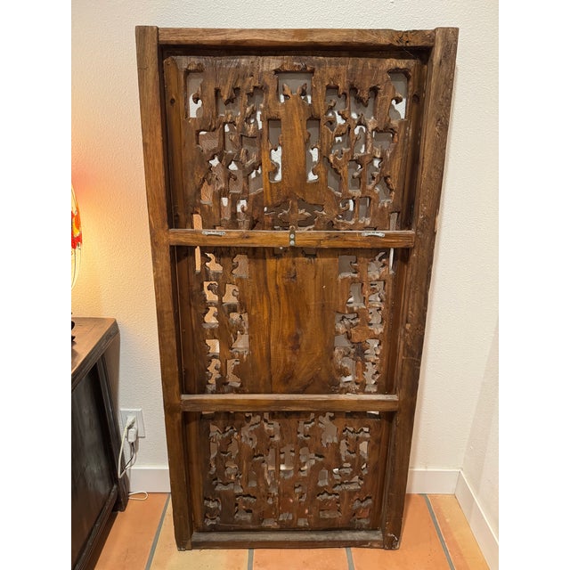 Late 19th Century Antique Chinese Carved Hardwood Architectural Panel, Late Qing Dynasty, Framed For Sale - Image 5 of 10