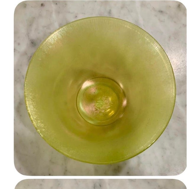 Rare citrine green bowl with soft rose gold hi-lights. Simple and modern silhouette with flared rim.