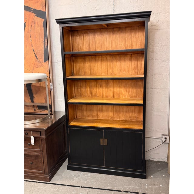 Black Traditional Asian Wood Storage Bookcase For Sale - Image 8 of 12