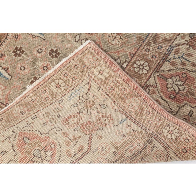 Persian Fine Antique Persian Tabriz Botanic Brown Hand Knotted Wool Carpet For Sale - Image 3 of 4