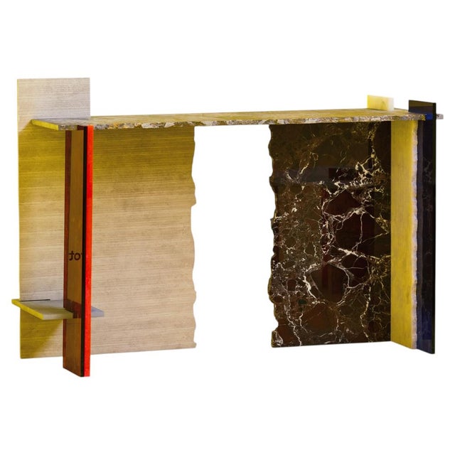 Goldenrod MB Console Table in Reclaimed Natural Stone by Nerinea For Sale - Image 8 of 8