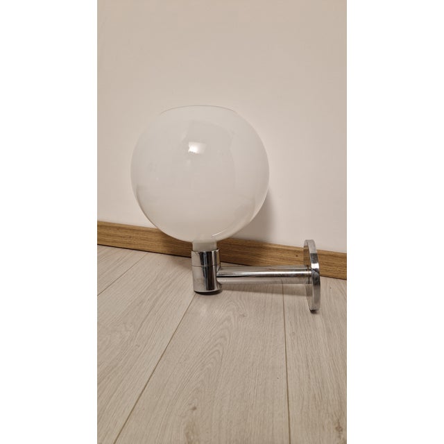 Wall Lamps with Spherical Opal Glass Diffusers by Franco Albini for Sirrah, 1970s, Set of 2 For Sale - Image 10 of 12