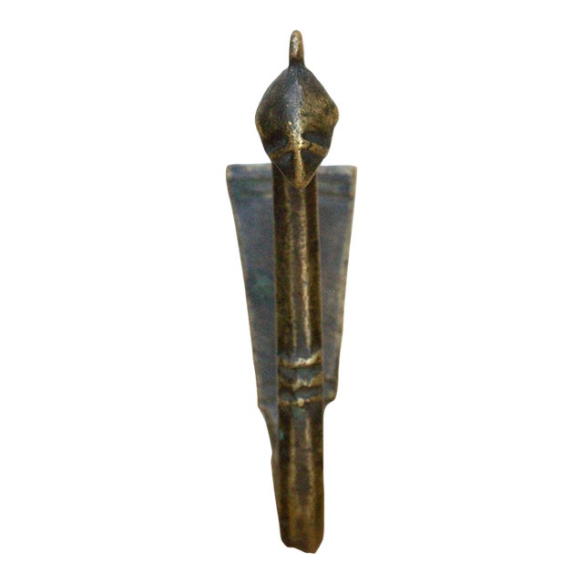 Slim Tribal Aged Brass Hook For Sale