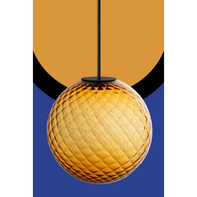 Cobalt Blue Glass Globe Brass Big Chain Empoli Pendant by Magic Circus Editions For Sale - Image 11 of 15