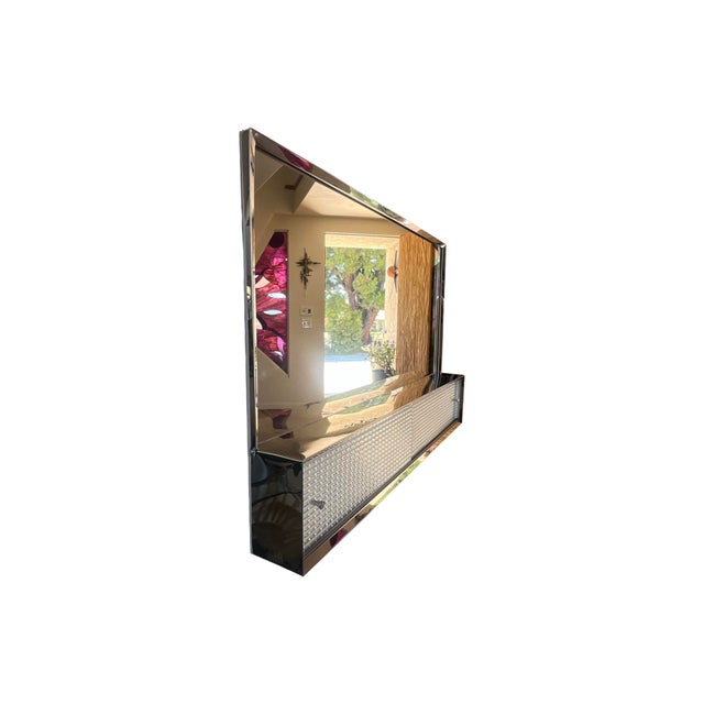 Mid-Century Modern Vintage Large Mid Century Modern 1950s Metal Medicine Cabinet Bathroom Vanity Restored For Sale - Image 3 of 7
