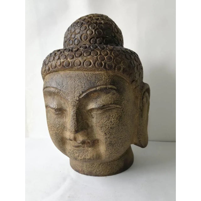 Hand Carved Stone Buddha Head For Sale In Greensboro - Image 6 of 11
