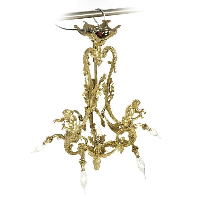 Antique Chandelier in Gilded Bronze from Mottheau For Sale - Image 5 of 11