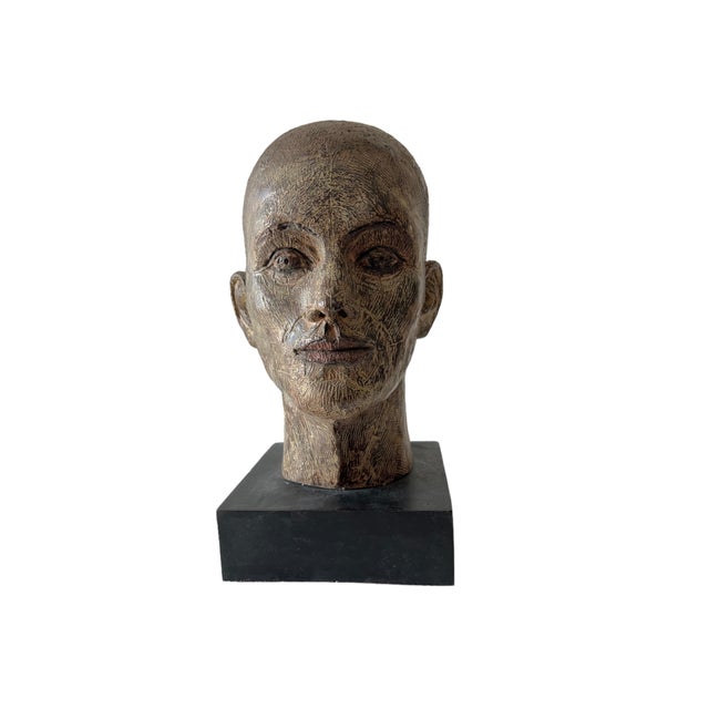 John Davies, Rare Cast Painted Bronze Head Sculpture British Realist Sculptor John Davies, 1991 For Sale In Miami - Image 6 of 16