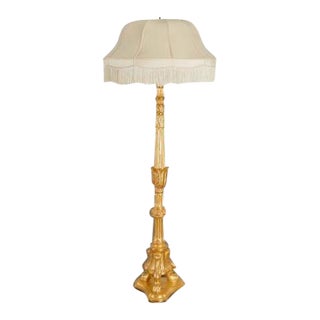 Italian Neolacssical Gilt Prickett Style Floor Lamp For Sale