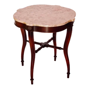 1940s Rococo Mahogany and Rouge Marble Centre Table