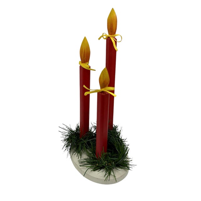Late 20th Century Vintage Wooden Holiday Candle Centerpiece Folk Art For Sale - Image 5 of 7