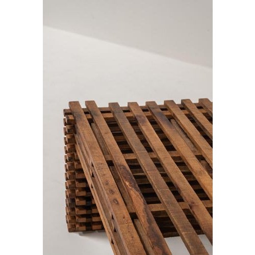 Brown Vintage Sculptural Wooden Slatted Coffee Table, 1970s For Sale - Image 8 of 10