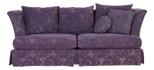 1999 Modern to Hollywood Regency Overscale Modified Tuxedo Sofa With Fantasy Eggplant Fabric