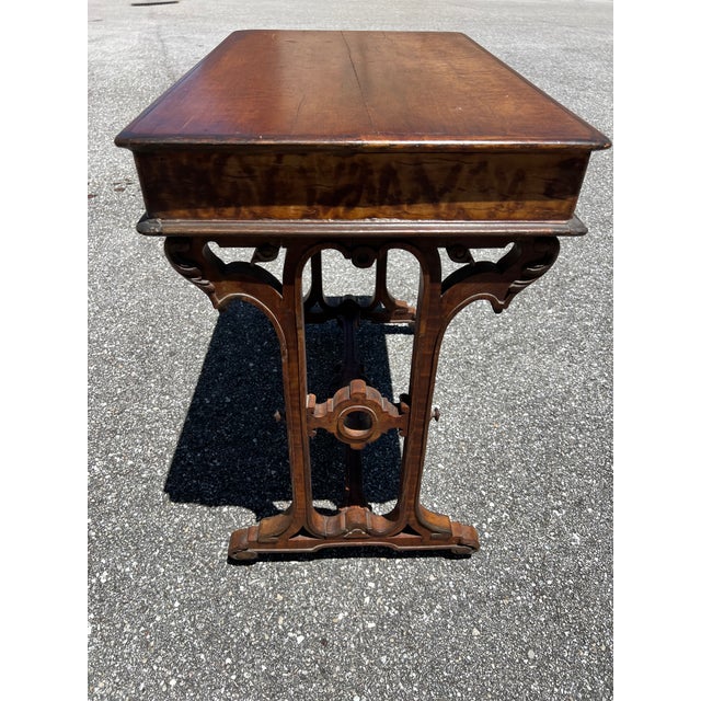 1930s Neoclassical Regency Style Burl One-Drawer Desk Console Table For Sale - Image 10 of 12