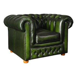 Vintage Chesterfield-Style Lounge Chair For Sale