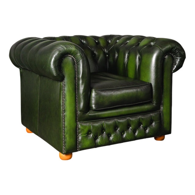 Vintage Chesterfield-Style Lounge Chair For Sale