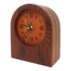 1970s Handcrafted Laminated Wood Desk Clock