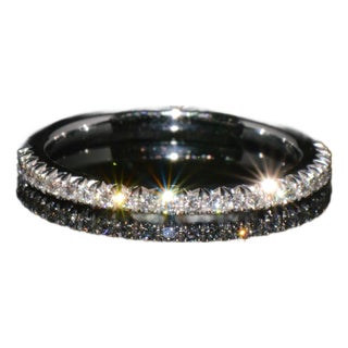 Authentic James Allen 14k White Gold French Pavé Diamond Wedding Band Ring Size 5 For Sale