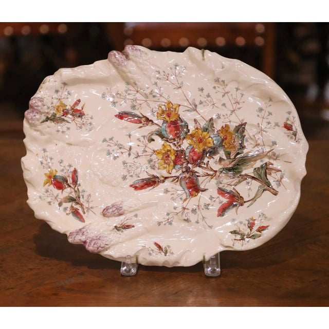 Late 19th Century 19th Century French Luneville “Campanule” Barbotine Floral Platter, Circa 1890 For Sale - Image 5 of 10