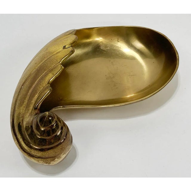 Vintage Brass Shell Motif Trinket Dish For Sale - Image 4 of 7