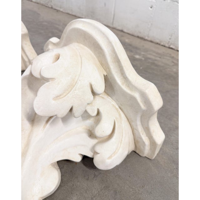 Serge Roche Rococo Neoclassical Acanthus Leaf Cast Stone Garden Wall Brackets Shelves For Sale - Image 4 of 15