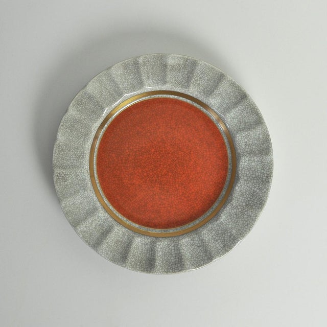 Gold Vintage Danish Crackle Glaze Porcelain Ashtray from Royal Copenhagen, 1950s For Sale - Image 8 of 8