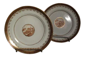 1800s Chinese Export Porcelain Plates for the American Federal Market - a Pair