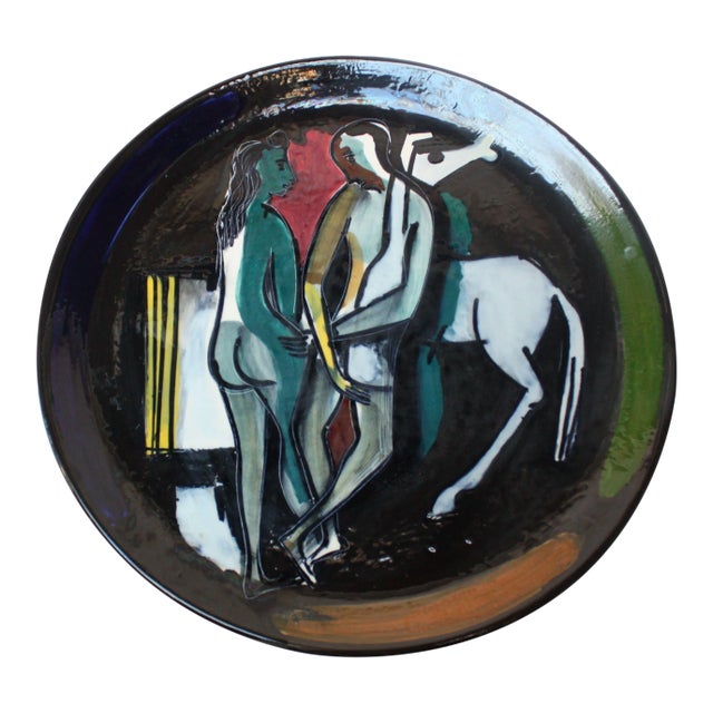 1950s Italian Ceramic Charger by Luciano Rumi For Sale