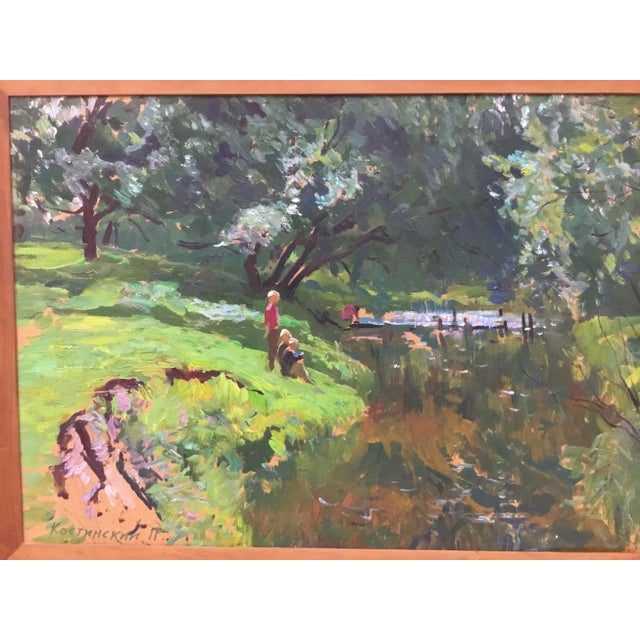 1990s Impressionist Oil Painting on Board by Piotr Ivanovich Kostinski For Sale In Providence - Image 6 of 11