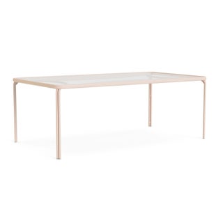 Brown Jordan Kantan Aluminum 43" x 77" Rectangle Dining Table in Blush For Sale