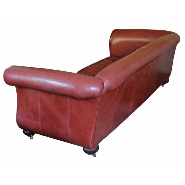 Maroon Large Vintage Derwent Leather Scroll-Arm Sofas, 2000, Set of 2 For Sale - Image 8 of 11
