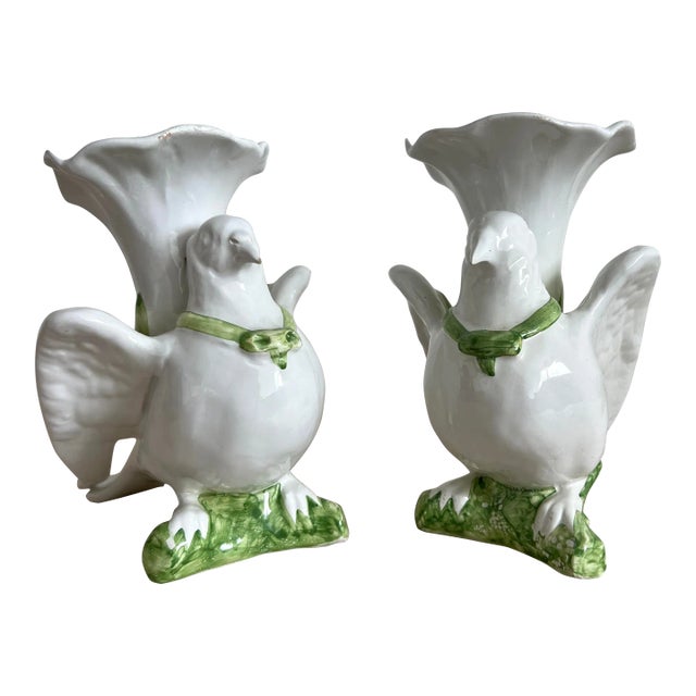 Vintage Blanc De Chine Bird Vases - a Pair For Sale