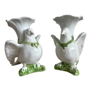 Vintage Blanc De Chine Bird Vases - a Pair