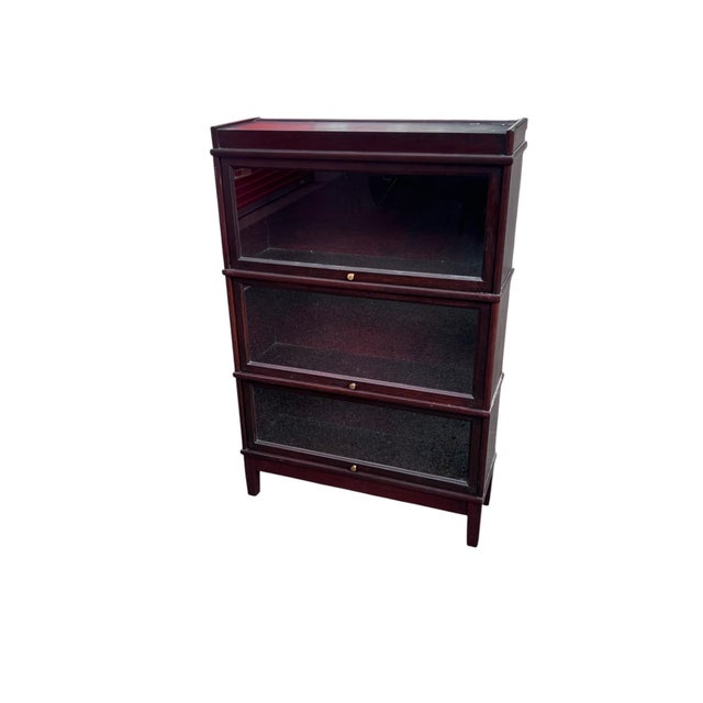 Vintage Hale Mahogany Barrister Bookcase With Glass Doors Vintage three section barrister bookcase by Hale Manufacturing...