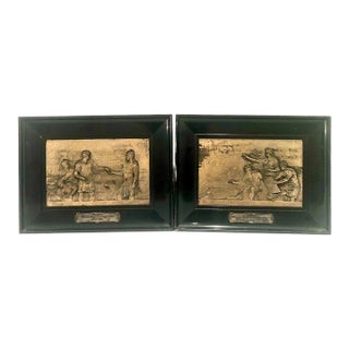 Pair of German Silverplate Framed Plaques by Prof. Rudolf Mayer for WMF For Sale