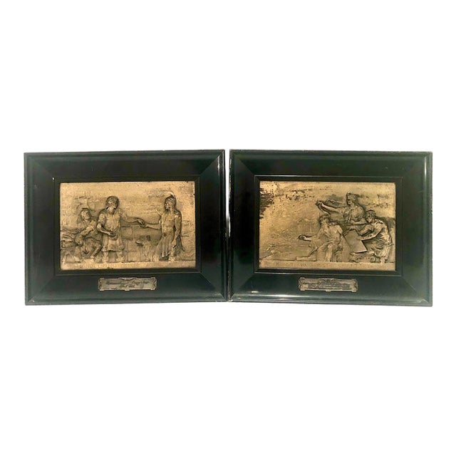 Pair of German Silverplate Framed Plaques by Prof. Rudolf Mayer for WMF For Sale