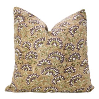 Fabdivine Rajnigandha Handmade Block Print Pillow Covers 12x20 Inches Pure Linen Floral Decorative Cushion Cover For Sale