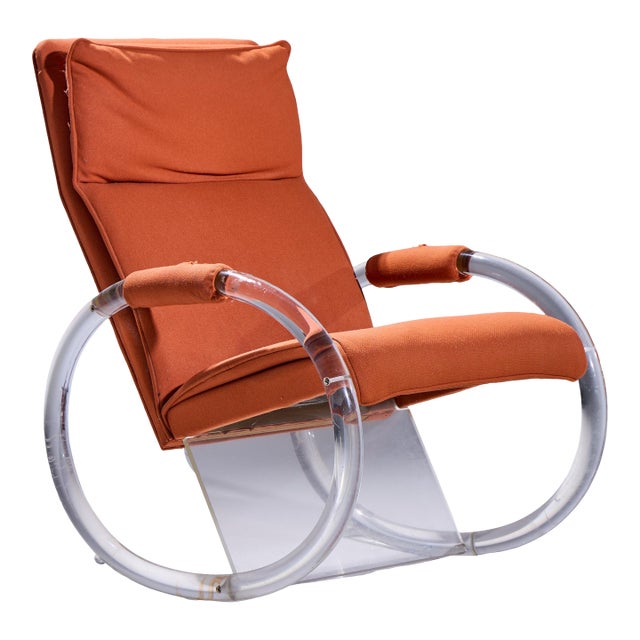 Charles Hollis Jones Mid Century Lucite Rocking Chair For Sale