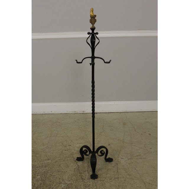 Metal Outstanding Palatial Wrought Iron 3 Piece Fireplace Andiron Set For Sale - Image 7 of 13