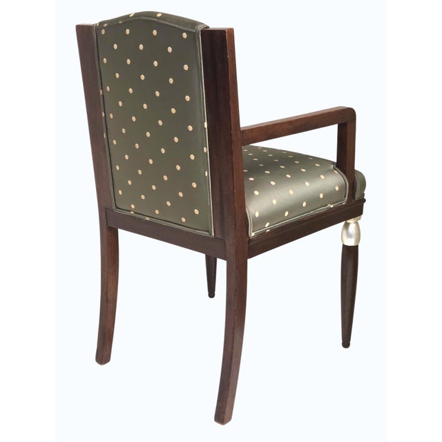 Early 20th Century Early 20th Century French Art Deco Desk / Arm / Side/ Occasional Chair Thuya Wood & Silver Leaf- Attributed to M. Dufrene For Sale - Image 5 of 12