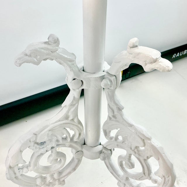 1970s Vintage Chippendale Hollywood Regency Cast Iron Patio Outdoor Side Tables - A Pair, Newly Painted For Sale - Image 13 of 15