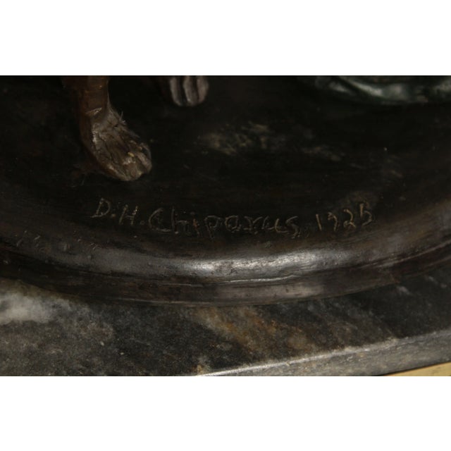 Green Mid 20th Century Art Deco Style 'The Walk' Bronze Sculpture After Demetre Chiparus For Sale - Image 8 of 13