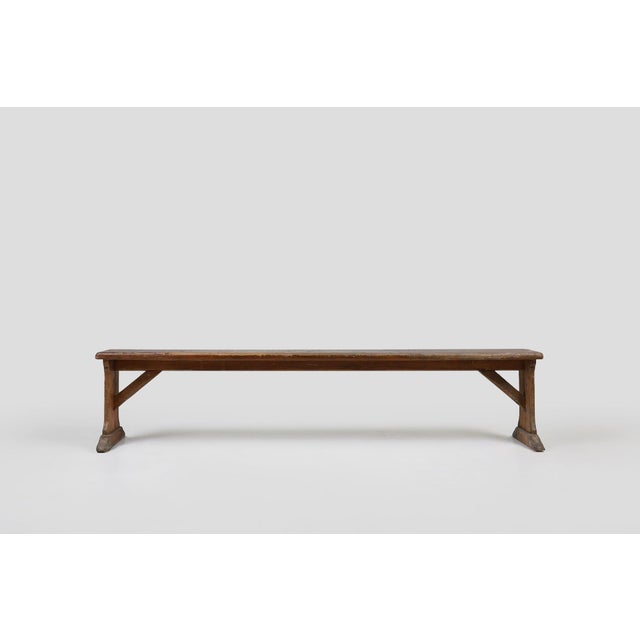 French Rustic Bench in Oak with Carvings, 1850s For Sale - Image 5 of 11
