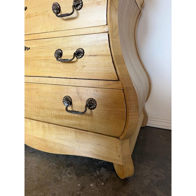 A Sculptural Dutch Bombe Commode in Bleached Maple For Sale - Image 17 of 18